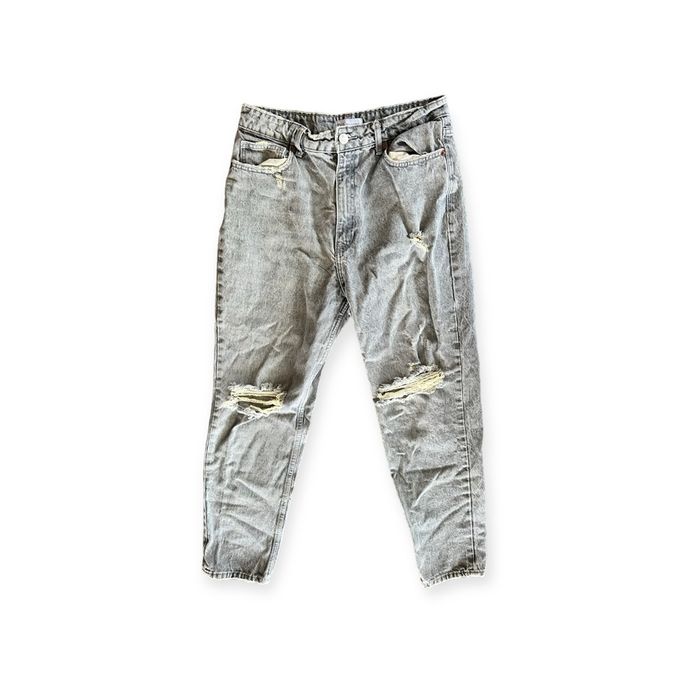 Zara Jeans straight leg denim distressed ripped Size 10 medium